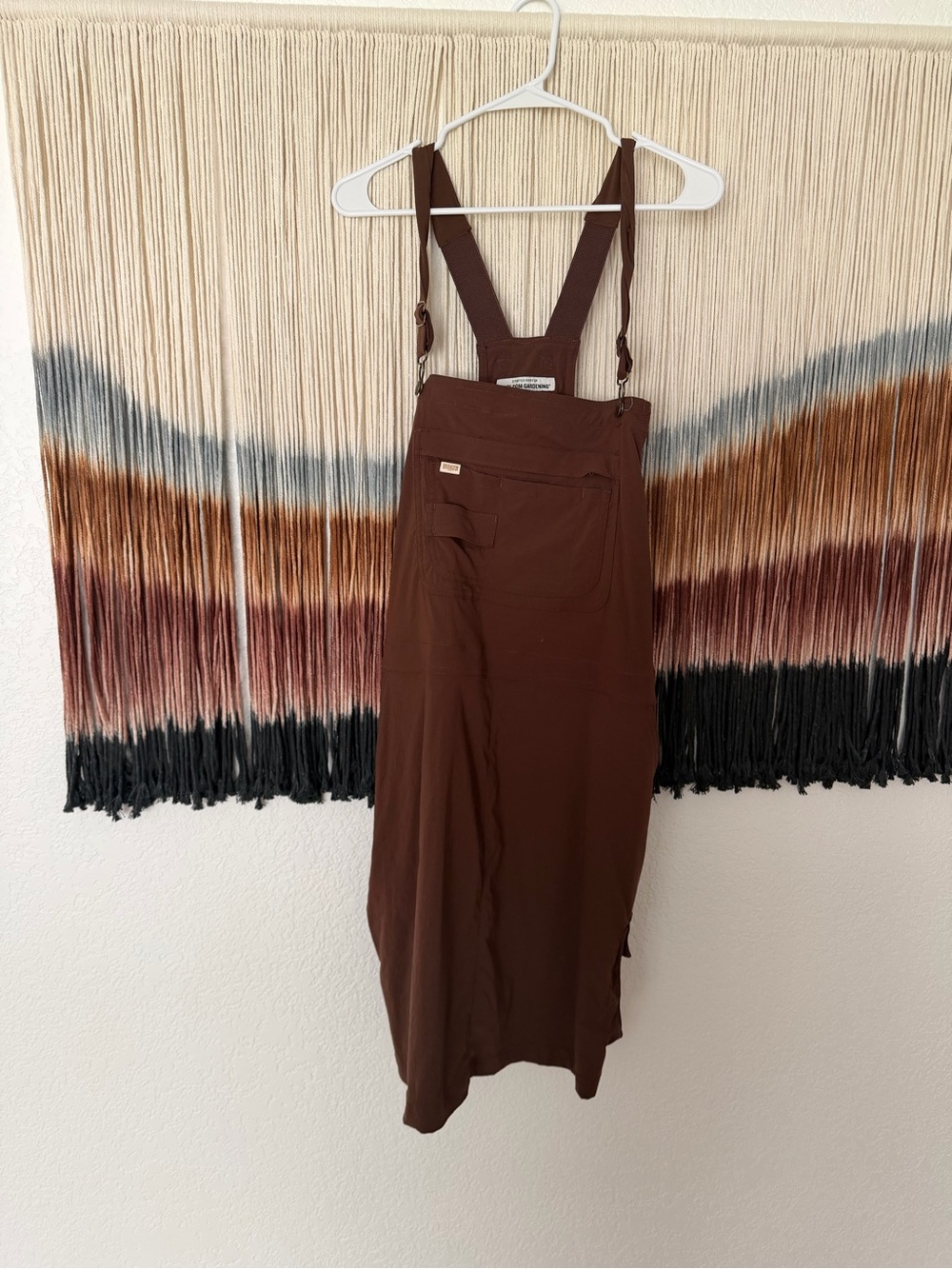 Duluth Trading Co Brown Adjustable-Strap Overall Skirt Dress